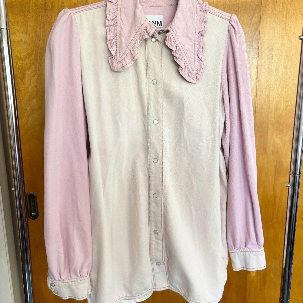 Ganni Pink Denim Shirt